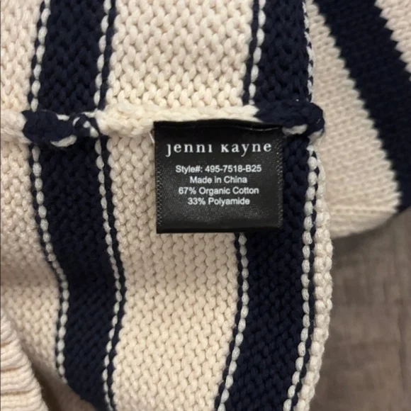 NWOT Jenni Kayne Cotton Kate V-Neck Sweater Ivory Navy Stripe XS-S Oversized - Picture 7 of 11